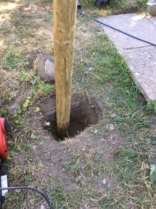 The first post in place