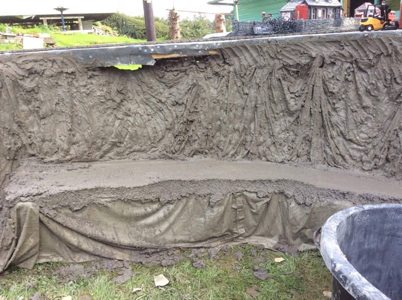 Part 1 finished, waiting to build up layers now.   Have to get more sand and cement